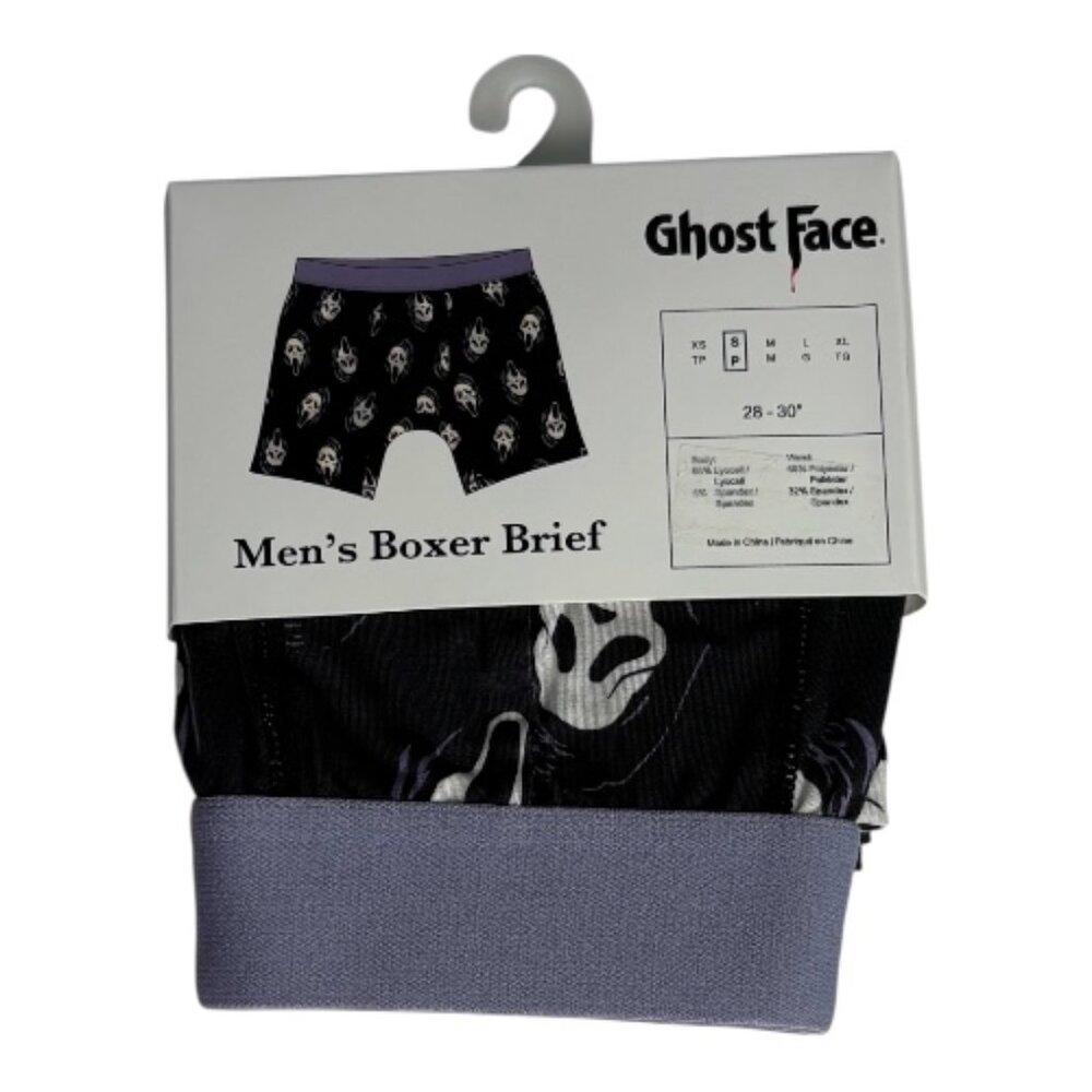 Bioworld Ghost Face Men's Boxer Brief S 28 30 Black Purple White NWT
